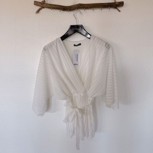 White striped wrap top - Picture 3 of 4